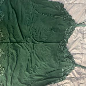 Lane Bryant Hunter green lace trim camisole size 26/28